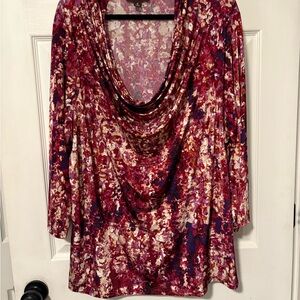 Dana Buchman Multicolor Cowl Neck Blouse